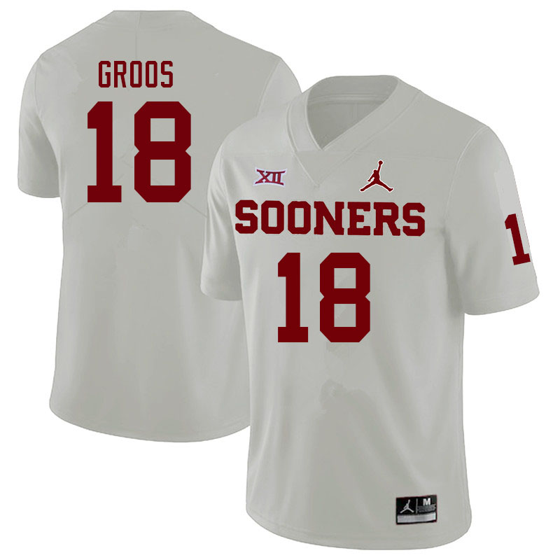 Men #18 Carsten Groos Oklahoma Sooners College Football Jerseys Sale-White - Click Image to Close